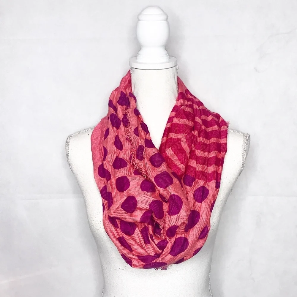 APT 9 Pink/Coral/Purple Polka Dot Infinity Scarf